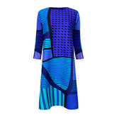 Color-block Geometric Digital Pleated Summer Dress - FashionByTeresa